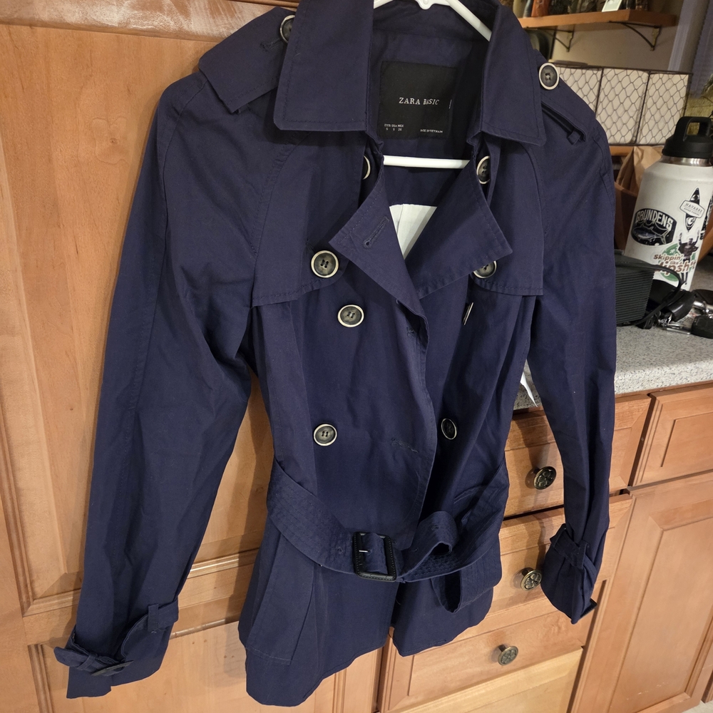 Zara Dark Blue Women's Trench Coat